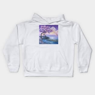 fantasy dreamy clouds moon cherry blossom art Kids Hoodie